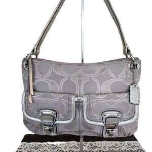 Vintage Coach Hippy Chic Silver & Tan Shoulder Bag Purse